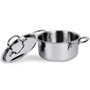 UMAI X Savya Home Triply Stainless Steel Tope with Lid | Handi Casserole with lid -4L| 22cm | Gas Stove & Induction Cookware | Durable, Non-Toxic | Easy Grip Handle | Heat Surround Cooking