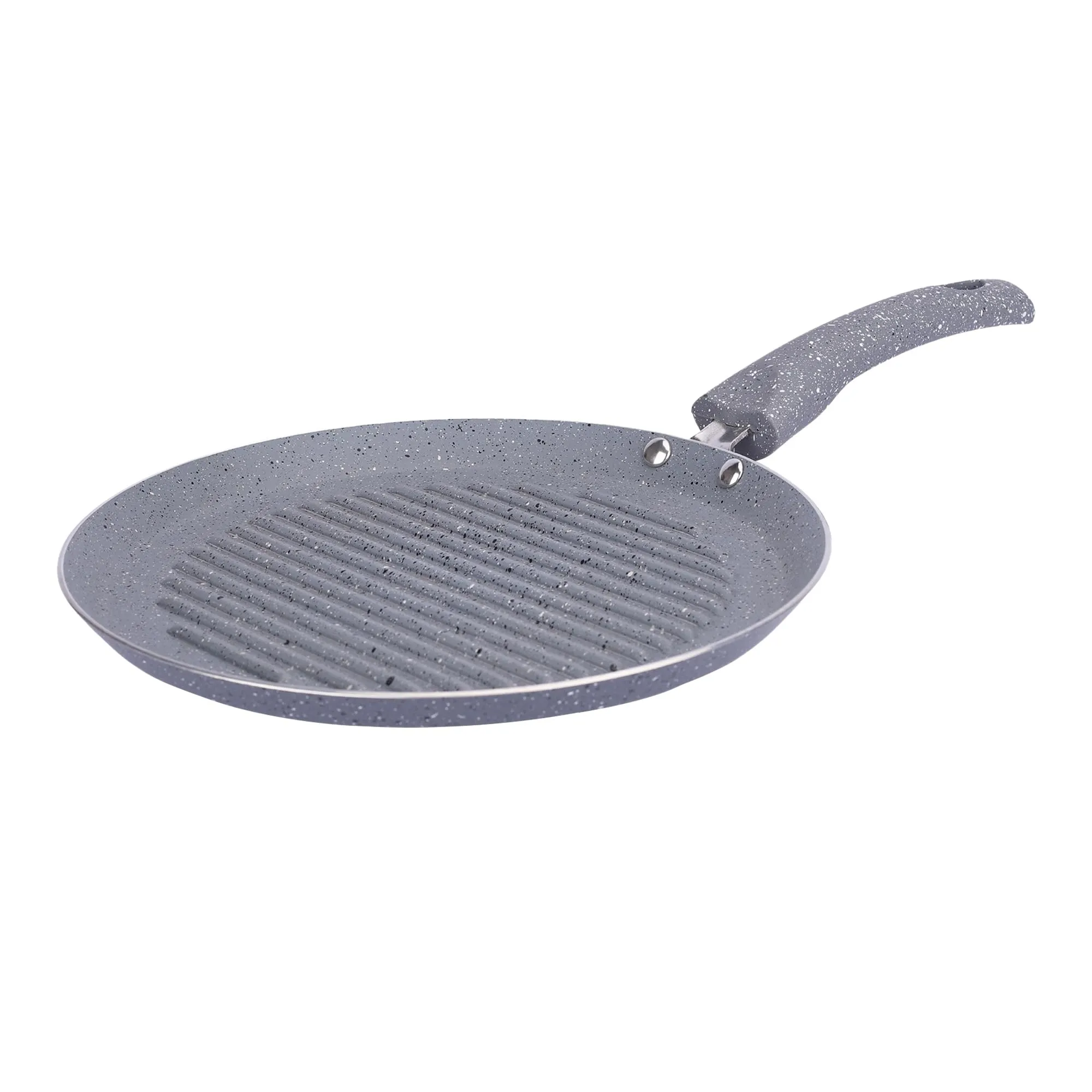 USHA SHRIRAM (25 cm Lunar Haze Non Stick Frying Fry Grill Pan | Saute Pan Gas Cookware | Big Grill Pan | Minimal Oil Cooking | Grill Pan Non Stick | 3 Layer Non Stick Coating | Non-Toxic (Grey)