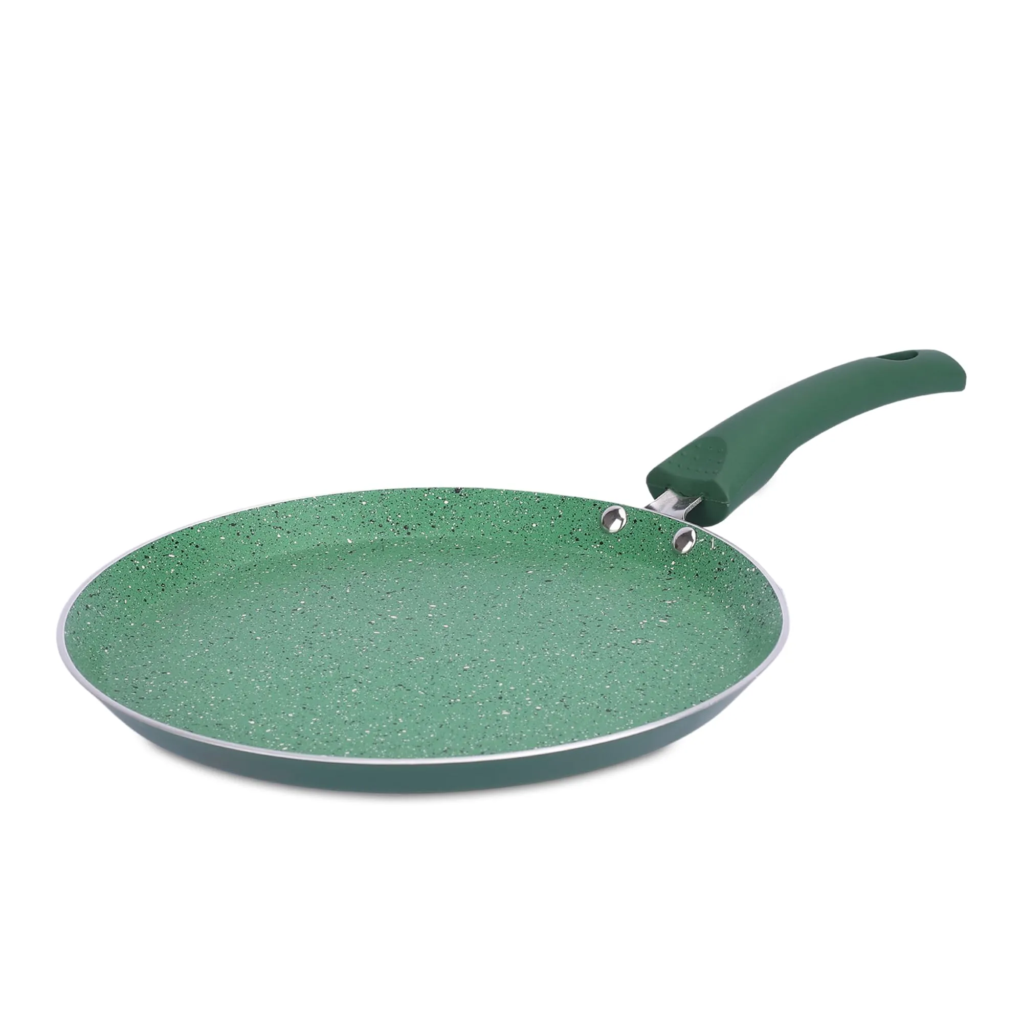 USHA SHRIRAM (25cm Emerald Non Stick Roti Tawa with Riveted Handle | High Grade Aluminium | Scratch Resistant Surface | Nonstick Roti Dosa Tawa | Non Stick Saute Pan (Green)