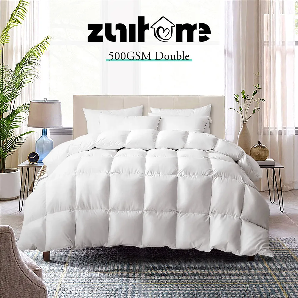 ZUNI Goose Down Duvet Quilt 500GSM Duvet Doona Winter Summer Quilt Double