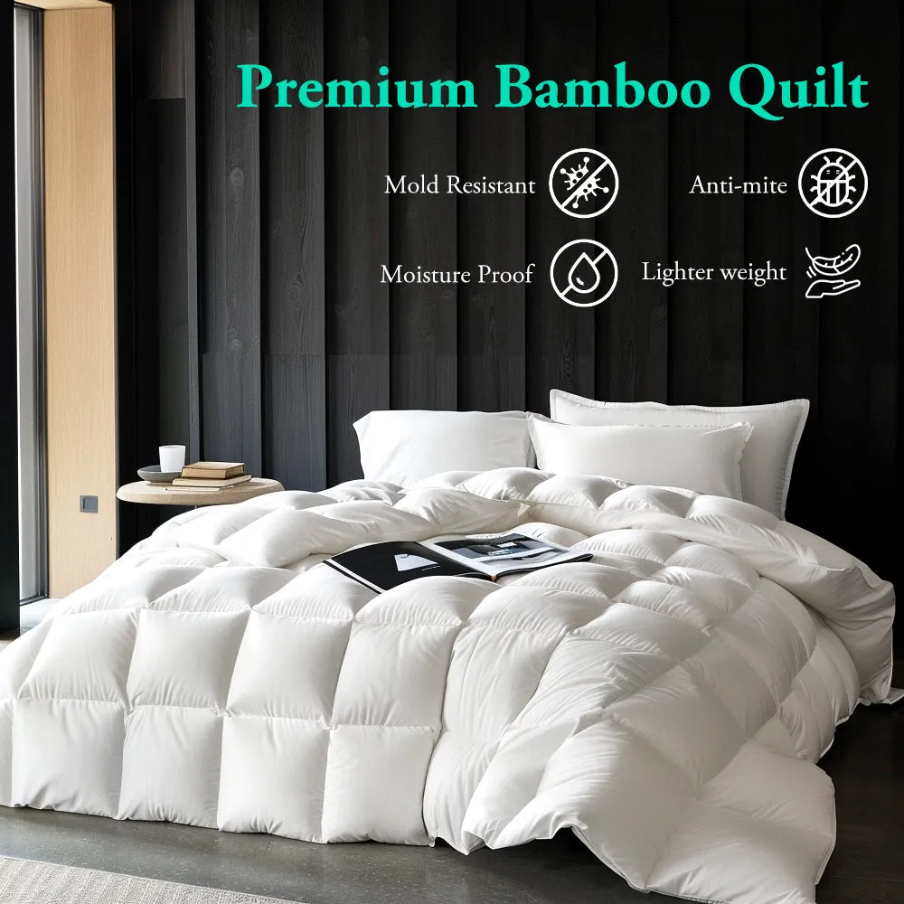 ZUNI Natural Bamboo Quilt 500GSM Duvet Doona Winter Summer Quilt Queen